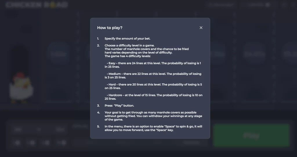 how to play chicken road
